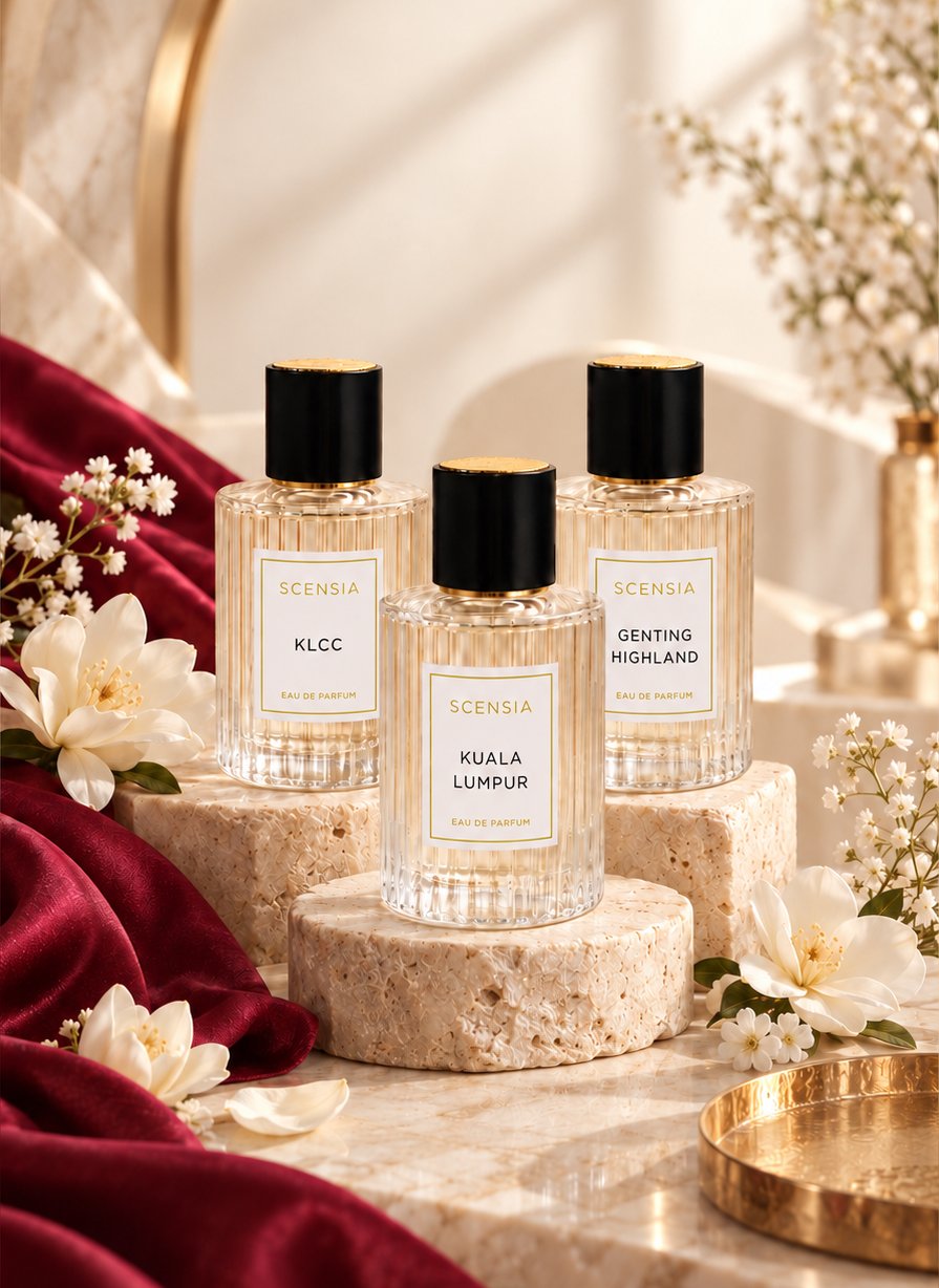 SCENSIA Malaysia Perfume Series bottles: KLCC, Kuala Lumpur and Genting Highland