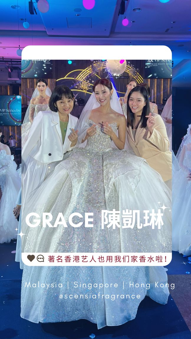 Hong Kong artist with the SCENSIA team at a bridal show