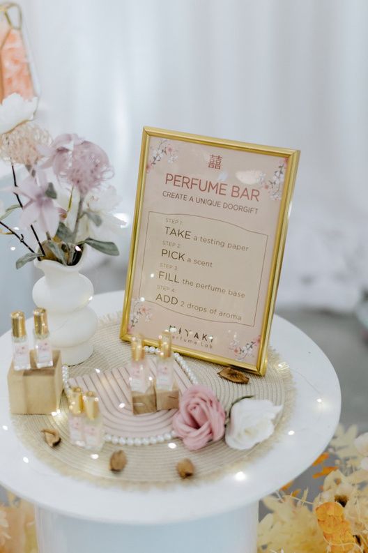 Perfume Bar sign with step-by-step guide
