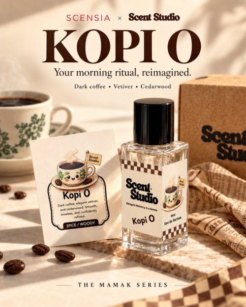Scent Studio Kopi O perfume, Mamak Series by SCENSIA, inspired by kopitiam black coffee, kopi O