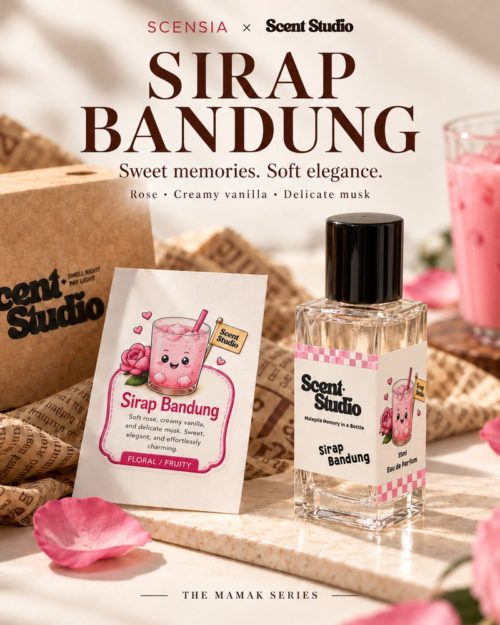 Scent Studio Sirap Bandung perfume, Mamak Series by SCENSIA, inspired by sirap bandung, rose syrup milk